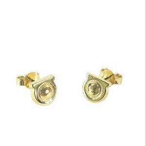 Salvatore Ferragamo Gold Circle Stud Earrings